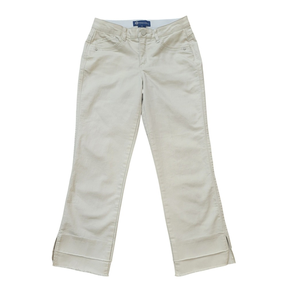 Democracy Absolution Womens 4 Cropped Pants Beige Off White Raw Hem